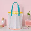 Large Capacity Makeup Toiletry Bags Transparent Stripe Women Toiletry Cosmetic Bag Portable Travel Makeups Kits Wash Storage Pouch Beach Pack Handbags