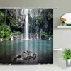 3d Waterproof Shower Curtains Waterfall Forest Spring Scenery Polyester Fabric Home Bathroom Curtain Washable Decor Bath Curtain 220517