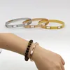 Ny designad titanstål Bangle 18K Guldpläterad boll med diamanter Anti Allergy Women Armband Lovers Armband Gift Designer Jewelry B0S16
