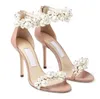 2022 Summer Luxury Maisel Pearl Embellished Sandals Shoes Lady Pumps White Black Strappy Perfect High Heels Party Wedding Gladiator Sandalias EU35-43