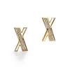 Modne nowe projektanta Lekkie luksusowe kobiety różowe złote kolczyki X w kształcie szycia kolczyki Pierścienia do uszu dla kobiet G220507