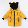 Fleece Warm Winter Long Jacket For Girls Boys Fashion Cotton Padded Cute Ear Boys Girls Down Jacket Outerwear Children's Clothing J220718