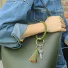 Luxury Armband Keychain För Kvinnor Ladies Bohemia Trendig Tassel Soft Silicone Wristlet Strap Bag Plånbok Bil Nyring Tillbehör