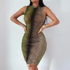 Vrouwen sexy bodycon jurk dames mouwloze chique horizontale streep patroon potlood zomerclub kleding feest mini es 220613