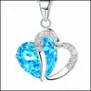 Collane con ciondolo Pendenti Gioielli 10 colori Cristallo austriaco di lusso Donna Strass a forma di cuore Sier Catene Girocollo Regalo di moda Bk 151