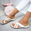 Novo design feminino plataforma confortável sandália joanete corretor sapatos pés corretos sola plana chinelos ortopédicos flip-flops cuidados com os pés