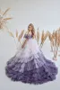 Ombre Purple Pink Flower Girl-jurken voor bruiloft 2022 Ballgown one-shoulder ruches gelaagde rokken peuter Pageant-jurken tule kinderen verjaardag formeel feestjurk