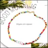 Chokers Halsketten Anhänger Schmuck Layered Kleine Perlen Halskette Boho Mticolor Acryl Liebe Brief Choker Für Frauen Kragen Geschenk Collier Fem