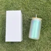 모조리! 승화 나무 뚜껑 16oz 시미머 UV 컬러 와인 텀블러 DIY 열 전송 맥주 컵 4colors 마시는 찻잔 a12