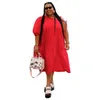 Plus Size Dresses Off-the-shoulder Women Clothing Single Sleeve Lace-up Solid Color Fashion Street Wear Loose Casual Dress Wholesale