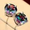 Stud Trendy Women Silver 925 Earrings For Men Jewelry Vintage Crystal Colorful Square Male Party Accessories Shining Bijou Moni22