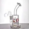 6Inch Dab Dunkin Oil Rig Hookah Mini Glass Bong Showerhead Perc Small Recycler Bubbler Water Pipe with 14mm Male Glass Oil Burner Pipes 1pcs