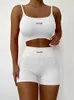 Two Piece Sets Women Summer Tank Crop Tops and Biker Shorts Solid Color Sexy Fitness Tracksuits Female Streetwear 220602