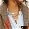 Kedjor Bohemian PaperClip Chain Women Necklace Rec Link Choker Collar Rostfritt st￥l Guld /Sier Color Drop Delivery JewelT Necklac Dhio5