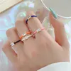 Fashion Pink Blue Black Emamel Designer Ring Square Real 925 Silver Ring for Woman 5A Cubic Zirconia Friend Openings Rings smycken Valentines Day Gift With Box