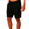 KB hommes coton shorts pantalons hommes été respirant couleur unie lin pantalon Fitness Streetwear S4XL 220705