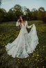 Bohemian Wedding Dresses for Women 2022 Elegant Bridal Gowns V Neck Lace A Line Backless Beach Robe de Mariage
