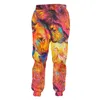 Moda adam eşofmanları 3d renkli aslan komik sokak kıyafeti erkek pantolon bütün vücut baskısı büyük boy pantolon 220623
