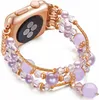 Bracelet de poignet en cristal, bijoux de luxe, pour Apple Watch série 7 6 5 4 3 2 SE, Bracelet en fausse Agate et perles iWatch 40mm 41mm 45mm
