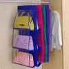 Hängende Handtaschenaufbewahrung mit 6 Taschen für den Kleiderschrank, transparente, faltbare, 3-lagige, faltbare Schrank-Organizer-Tasche