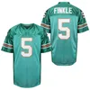 Mit # 5 Ray Finke Ace Ventura Movie Jersey Teal Green 100% gestikte Ray Finkle Custom Retro Football Jerseys