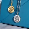 Colliers pendentifs Round Angel St Michael Medallion Collier St Christopher Sliver Gold Color Cumban Curb Chain2103464