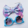 New 2pcs/lot Children Baby Girls Sunglasses Hair Band Set Anti-UV Cartoon Glasses Knot Bow Headband Photo Props Gifts