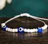 2pcs / set couple turc mauvais œil perles tissé corde bracelets avec carte-cadeau pour les femmes amitié bijoux à la main chaîne réglable charme cadeaux
