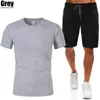 Summer Men Brand Two Piece Man Shorts Definir roupas masculinas de roupas esportivas de mangas curtas Impressão respirável Treno curto 220610