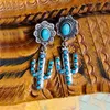 Dangle & Chandelier Wholesale Retro Geometric Oval Lace Turquoise Earrings Personality Cactus For Women Girl GiftDangle Odet22