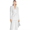 Kvinnors tvåbitar byxor Jacka Kvinnor Business Suits White Double Breasted Female Office Uniform Evening Formal Ladies Byxa Dräkt 2 Suitswo