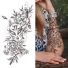 NXY Tillfällig tatuering blomma orm för kvinnor Flickor Death Skull Fake Rose s Sticker Svart Sweatpea Flora Vattenöverföring Tatoos 0330