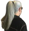 Ponytail Wrap Clip in Human Hair Extensions Color Gray Grey Blonde Brazilian Virgin Remy Body Wave Straight 100g/120g/140gPer Pack