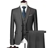 ビジネスフォーマル男性スーツ固体 2 ボタンブレザーパンツ結婚タキシード男性 3 ピーススーツ男性 Terno 結婚式のスーツスリムフィット 220817
