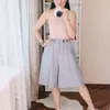 SURMIITRO Fashion Summer Korean Style Wide Leg Capris Women Short Pants High Elastic Waist Shorts Skirts Female 220419