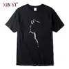 Xinyi Mens Tshirt Top Качество 100% хлопок с коротким рукавом Cool Cat Print Casual Loak Men Trub