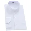 만다린 Bussiness 남성용 공식 셔츠 chinease 스탠드 칼라 솔리드 플레인 백색 드레스 셔츠 정기적 인 긴 소매 남성 탑 220323