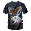 Mens Tshirt Black Harajuku Cool Print Eagle 3D Tshirt Man Hiphop Streetwear Punk Short Sleeve Round Neck Tee Shirts 220623