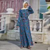 Casual Dresses Printed Dress Eid Mubarak Robe Turkey Muslim Hijab Kaftan Islam Clothing African Women Long Skirt Pleated SkirtCasual