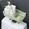 Koszyk kosmetyczny w kolorze plastikowym w łazience z hoberami hoberami montowany na ścianie w szafie do mycia ręczniki w kąpieli J220702