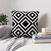 Cushion/Decorative Pillow Geometric Embroidered Cushion Cover Grey Black Blue Pillowcase Canvas Cotton Square Embroidery 45x45cm Home Decor W220412