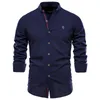 Heren -jurk shirts Amerikaans standaard katoenen linnen shirt voor man slanke fit lange mouwen tops tee lente herfst zomer casual knappe heren vere2