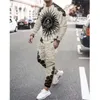 Herrspårar Silk Ice Summer Streetwear 3D Horse Lion Tiger Långärmning Tryckt Man Training Set Sportswear Male 2 Piece Suitmen's's