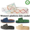 2022 Tasarımcı İtalya Terlik İşlemeli Platform Sandalet Moda Yaz Tuval Kadın Slaytlar Platformları Kaydırıcı Plaj Flip Flops