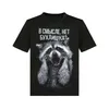 너구리 둥근 목 검은 색 티셔츠 패션 캐주얼 탑 단순한 스타일 스트리트웨어 여름 3D 짧은 슬리브 남자 티셔츠 220527
