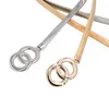 Cinture Cintura a doppio anello Cintura elastica elasticizzata in oro argento per donna Piastra metallica Abito da donna femminile Cintura Ceinture FemmeCinture