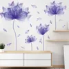 Autocollants muraux créatifs de fleurs violettes, décor de salon, chambre à coucher, décor mural de fond de maison, grand papier peint 3d en vinyle, fleurs, décalcomanie6662335