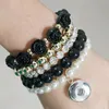 Charm Armband 7Colors Beauty Multilayer Armband Flowers Pearls Snap Bangles Fit 18mm Button Jewelry Wholesale AB0035 Kent22