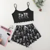 Dragon Print Pajama для девочек Set Summer Women Women Sleepwear Длинная рукава для ночной рубашки Женские женщины сексуальное нижнее белье пижамы 2 штуки 220527