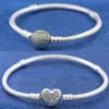 100% s925 Sterling Silver Charm Bracelets CZ Diamond Snake Chain Bracelet fit Pandora Beads Women Designer Dis Love Heart Luxury Jewelry Lady Gifts With Original Box